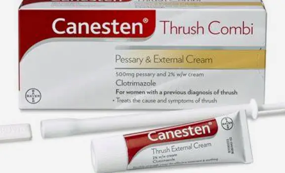 Antifungal treatment options including a cream tube, a vaginal pessary applicator, and oral tablets