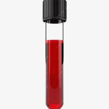 Blood sample in a test tube used for iron status testing