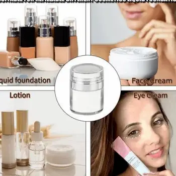 Person dispensing facial moisturizer from a pump bottle into their palm