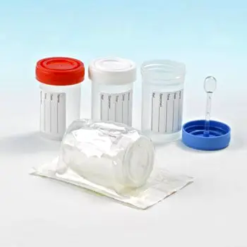 Clinician holding a sterile swab and specimen container during an examination