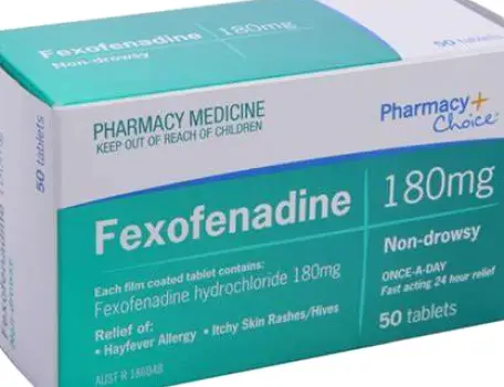 Two generic oral tablets side by side, one labeled fexofenadine hydrochloride and the other labeled loratadine
