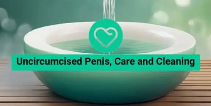 Person gently washing the penis with water and an emollient over a sink
