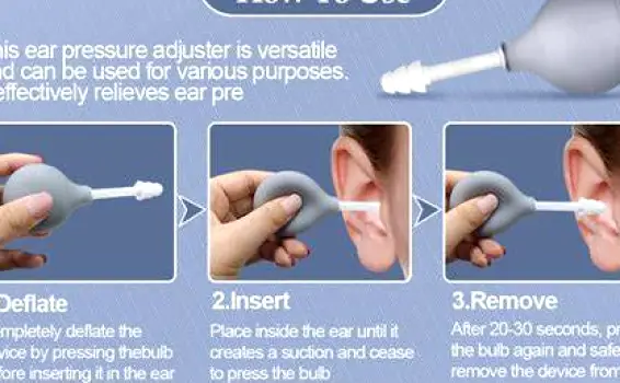 Person demonstrating gentle measures to support ear pressure relief by swallowing, yawning widely, or chewing gum