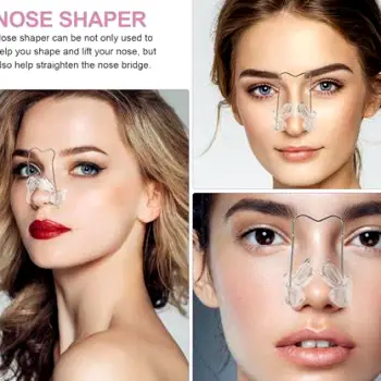Collection of plastic nose-shaping clips and molds of various shapes and sizes