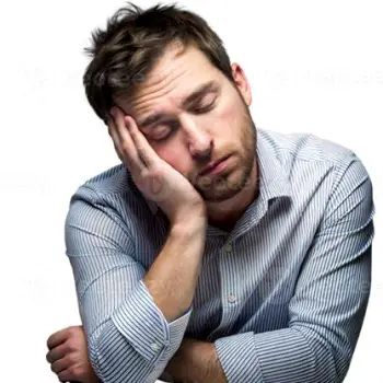 Person appearing sleepy