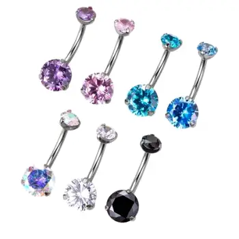 Close-up of implant-grade titanium belly button jewelry with a smooth metal finish.